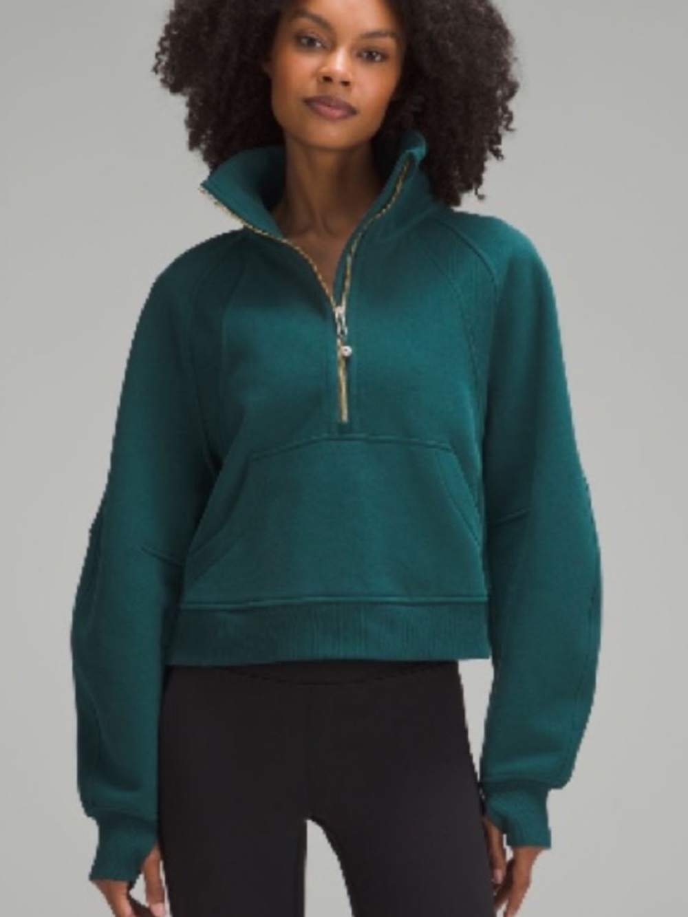 lululemon athletica green and gold Pullover Half-Zip Scuba Sweatshirt